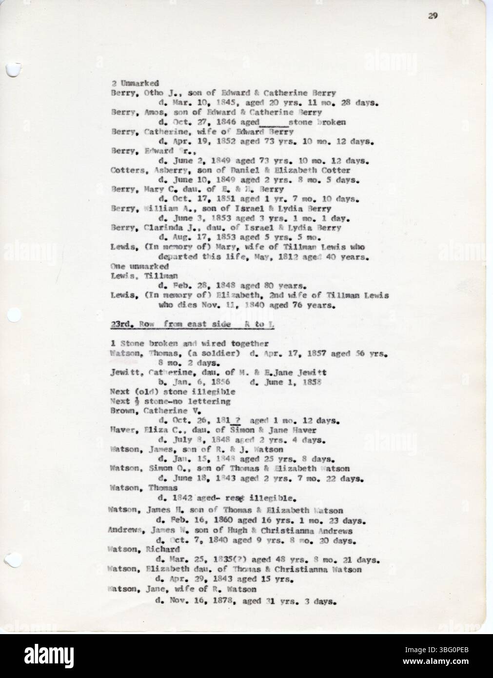 Questa raccolta del 1963, registrata da D.W. Denton, documenta le iscrizioni del cimitero di diverse Fairfield County, Ohio. Questi includono i cimiteri di Keller e Stevenson, così come altri luoghi come il New Salem M.E. Cemetery e il Reid-Stoltz-Saum Cemetery. Questa compilation fa parte della serie Early Vital Records of Ohio. Foto Stock