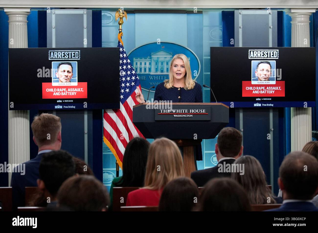 Washington, Stati Uniti. 3 giugno 2025. Il segretario alla stampa della Casa Bianca Karoline Leavitt tiene un briefing alla Casa Bianca di Washington il 3 giugno 2025. Foto di Yuri Gripas/ABACAPRESS.COM credito: Abaca Press/Alamy Live News Foto Stock