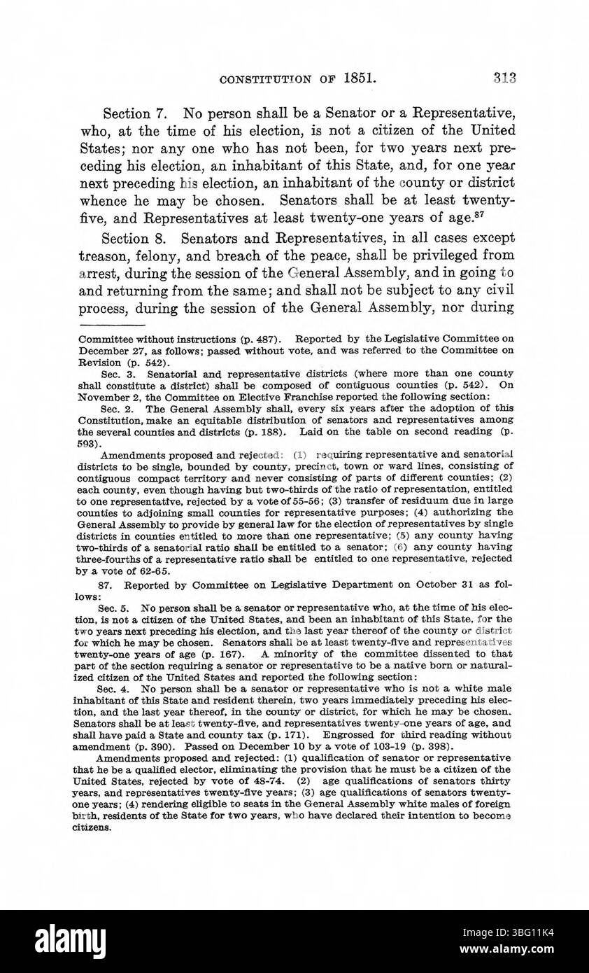 Questa sezione di *Constitution Making in Indiana* (1971) esamina i primi dibattiti sulla governance dello Stato e il ruolo delle figure politiche nel plasmare la costituzione dello Stato. Foto Stock