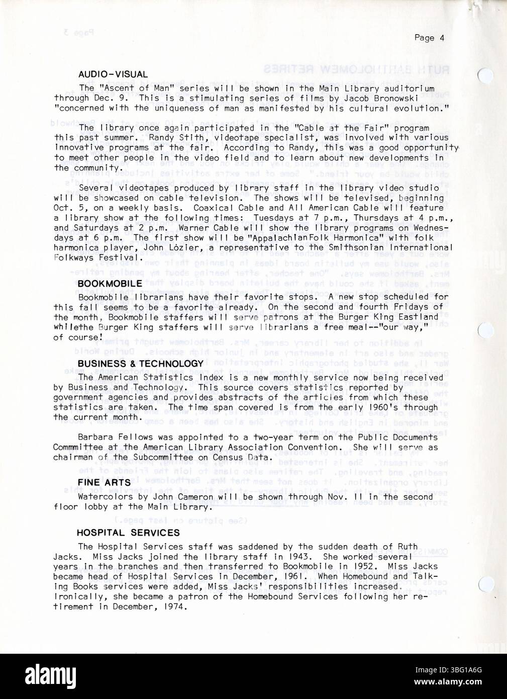 Bookery Briefs, una newsletter per i dipendenti della biblioteca, offre aggiornamenti regolari sulle notizie del personale, sui programmi della biblioteca e sugli eventi. Pubblicato dalla Columbus Metropolitan Library dal 1950 al 1976. Foto Stock