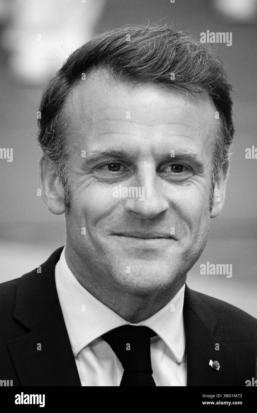 Roma, visita istituzionale del Presidente della Repubblica francese Emmanuel Macron in Italia. Il presidente francese Emmanuel Macron incontra il presidente italiano Giorgia Meloni a Palazzo Chigi, il 3 giugno 2025 a Roma. Copyright: XAndreaxCalandrax Foto Stock