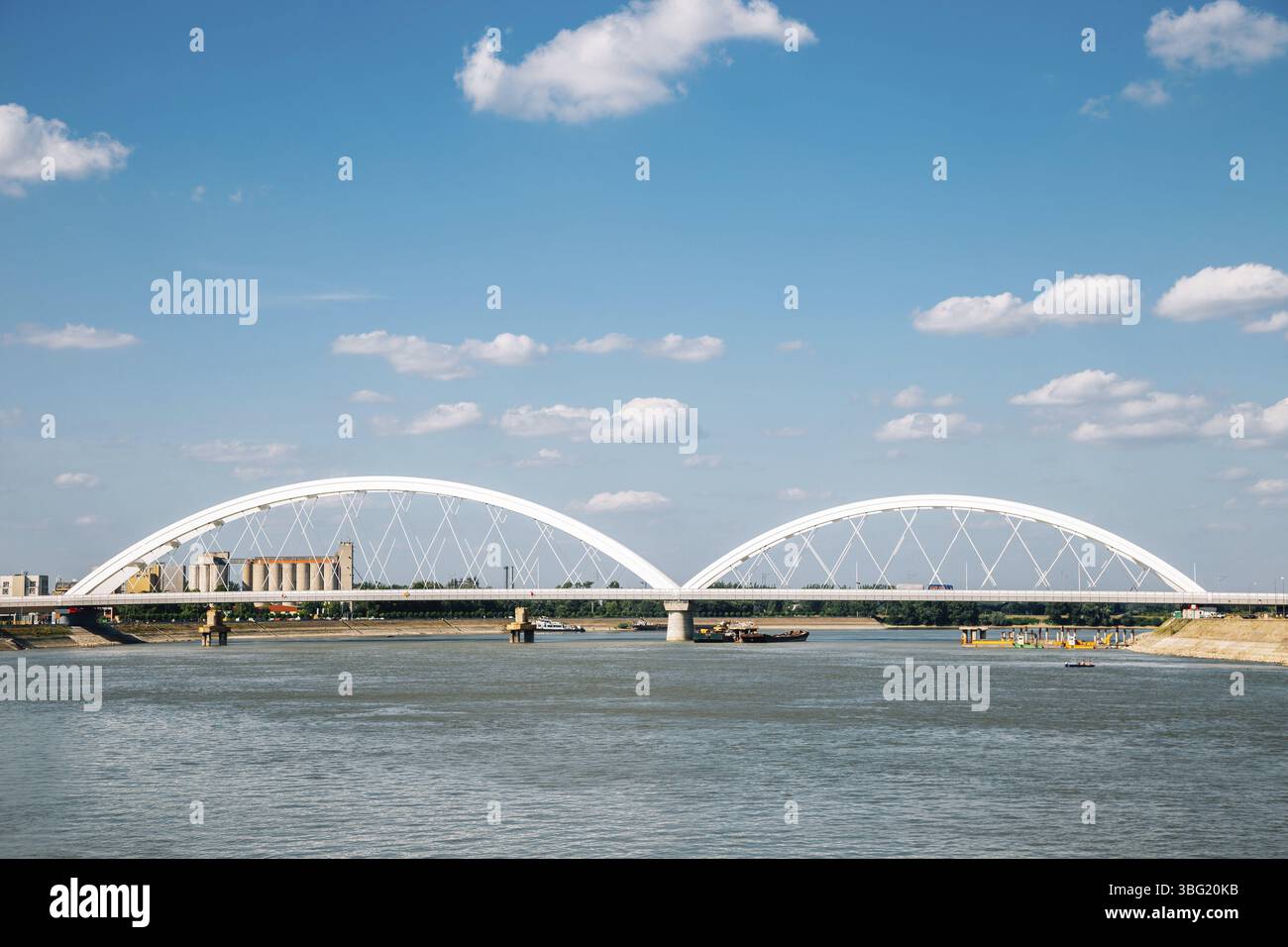 Ponte Zezelj sul Danubio a Novi Sad, Serbia, Europa Foto Stock