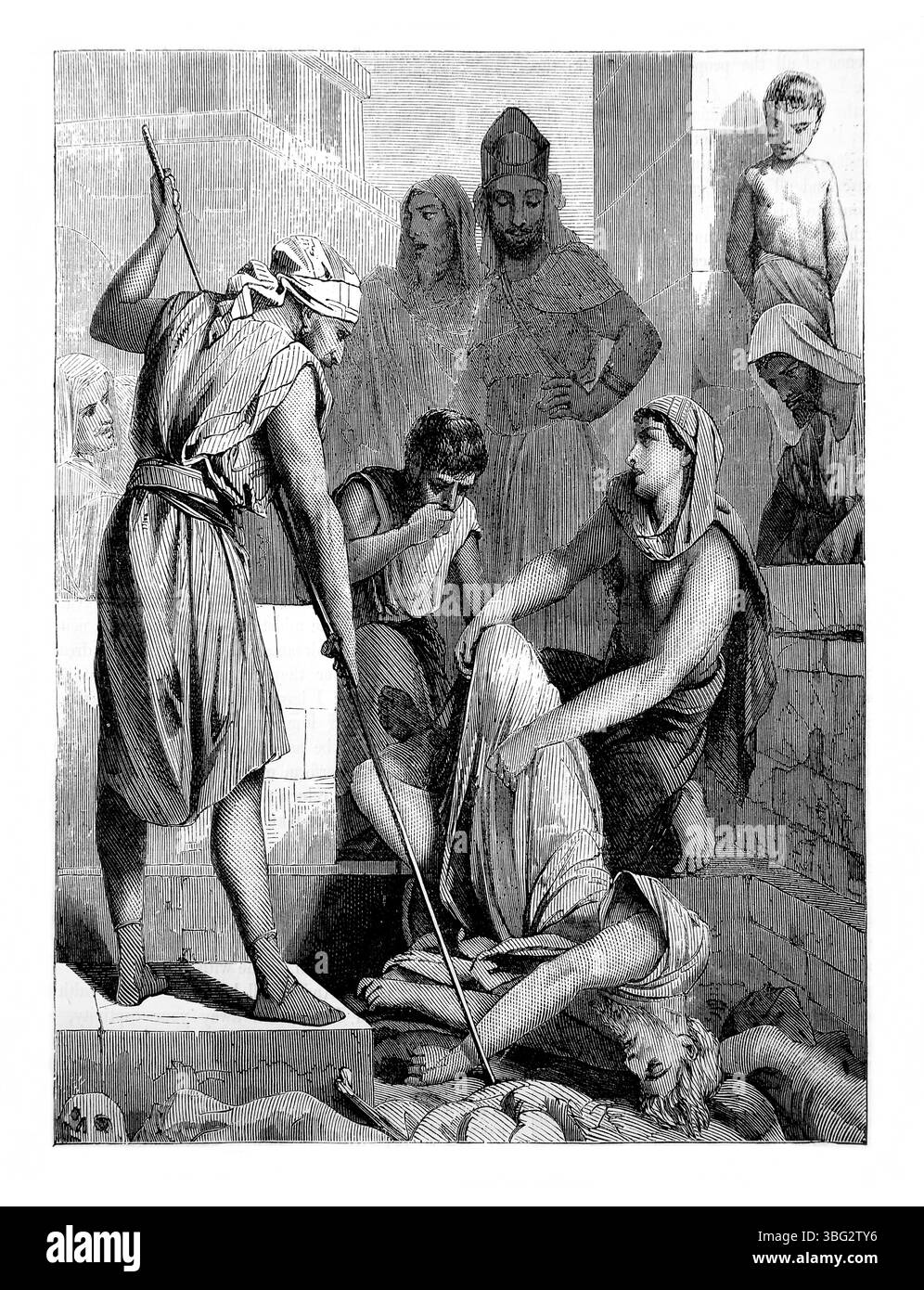 Il Profeta Urijah, essendo stato ucciso, il suo corpo è gettato nella tomba comune (Geremia XXVI.23) - re Jehoiakim fece giustiziare Uriah in egitto per il suo P Foto Stock