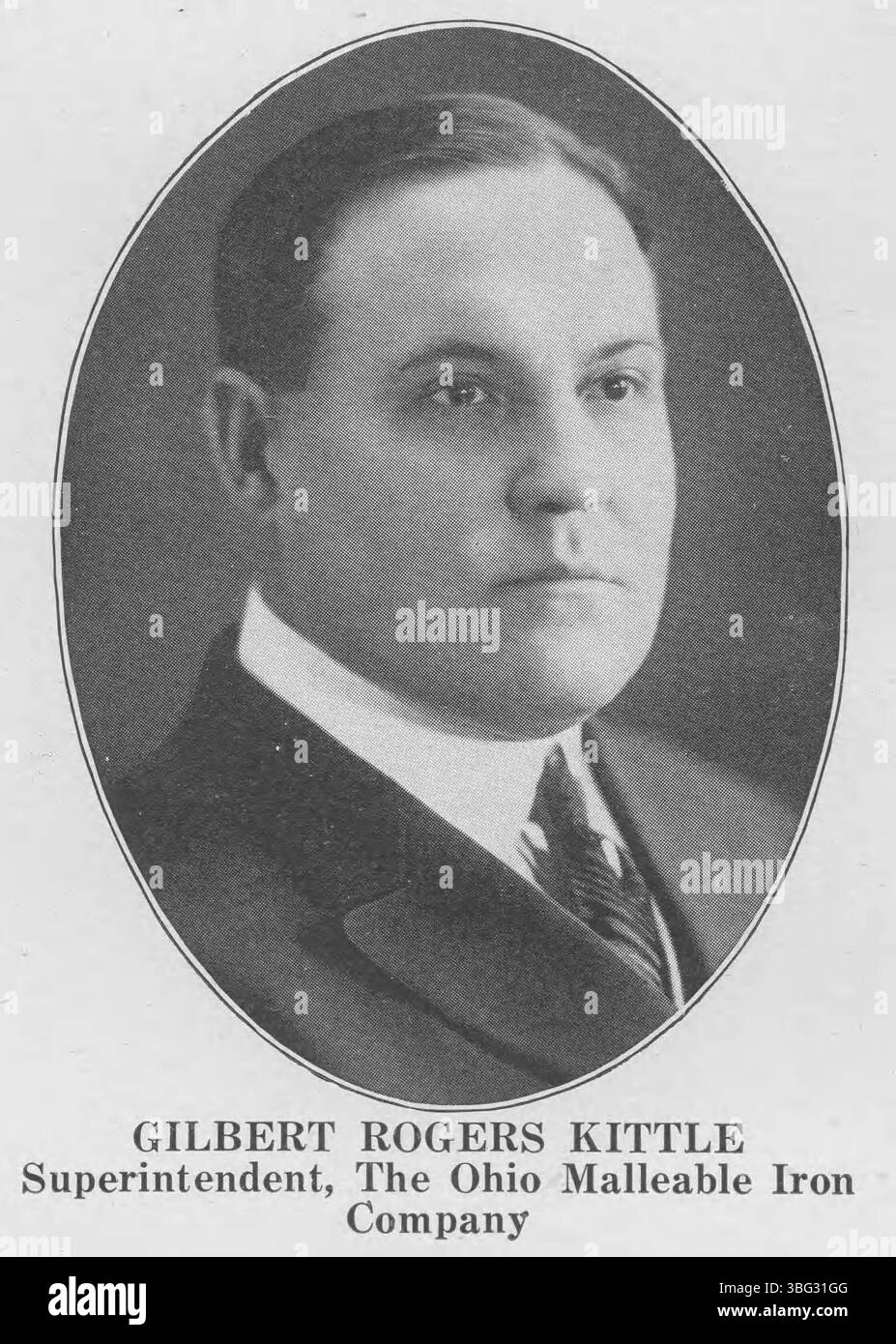 Gilbert Rogers Kittle, nato nel 1873, ha lavorato per varie compagnie, tra cui Buckeye Malleable Iron e Ohio Malleable Iron. È diventato direttore vendite presso la Jeffrey Manufacturing. Sposò Grace Rees nel 1901, e la sua carriera ha attraversato diversi settori, tra cui quello manifatturiero e commerciale. Foto Stock