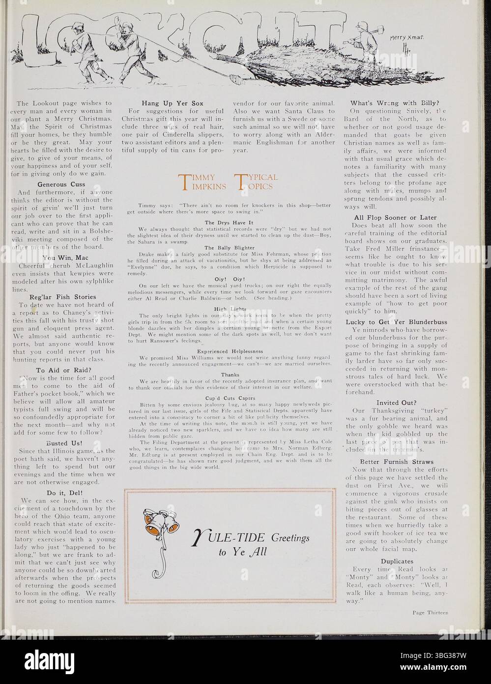 Il Jeffrey Service è una newsletter aziendale pubblicata dal 1914, che offre informazioni sulle attrezzature minerarie e sui dipendenti della Jeffrey Company. Ha anche coperto gli eventi ricreativi dell'azienda, come picnic e balli, con attività sociali e famiglie di dipendenti. Durante la prima guerra mondiale, la newsletter si concentrò sull'arruolamento militare e sugli sforzi bellici. È una risorsa storica primaria per comprendere gli affari locali e la vita dei dipendenti a Columbus. Foto Stock