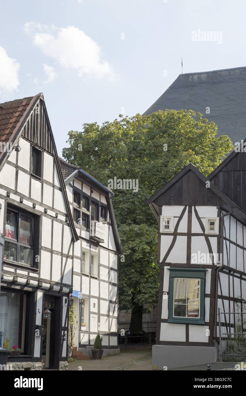 Casa in legno nel Nikolaiviertel di Unna, Germania, Europa Foto Stock