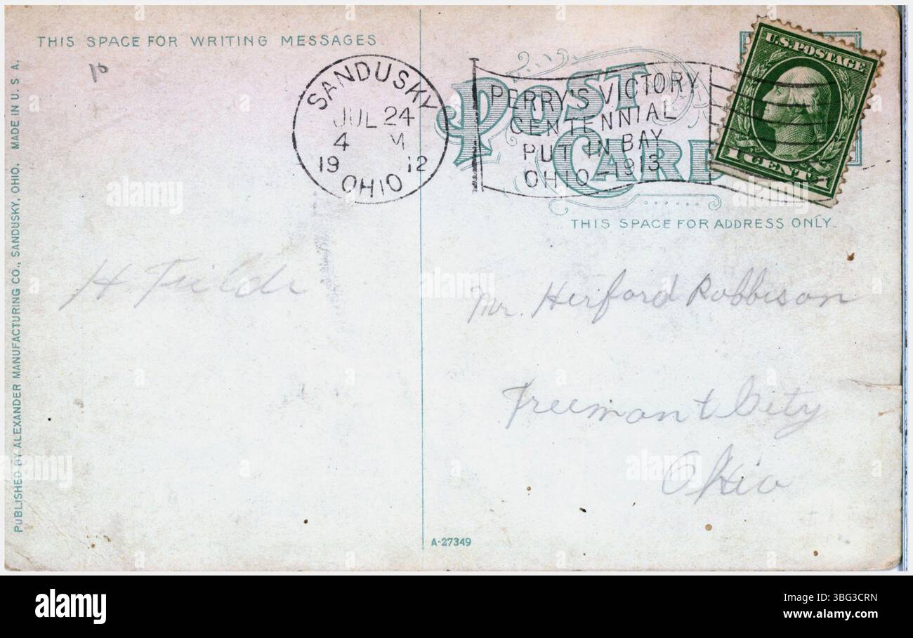 Una vista a 1912° della spiaggia di fronte al Breakers Hotel a Cedar Point, Ohio, che mostra il litorale sabbioso e il paesaggio lungolago. Foto Stock