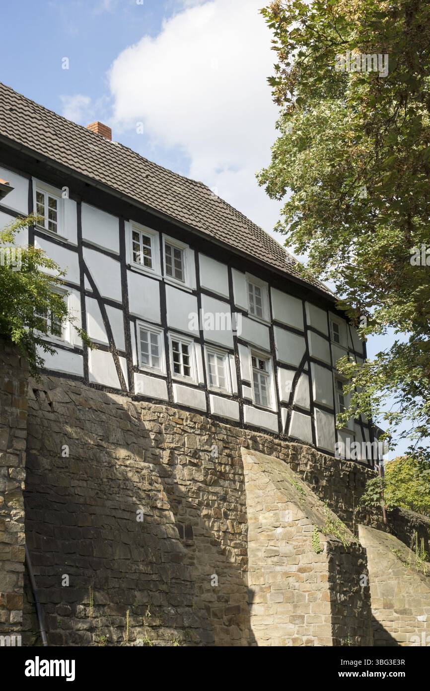 Casa in legno nel Nikolaiviertel di Unna, Germania, Europa Foto Stock