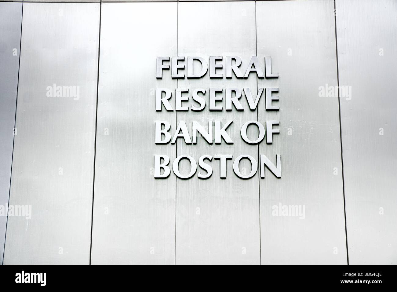 Federal Reserve Bank of Boston, dettagli esterni dell'edificio, Boston, Massachusetts, Stati Uniti Foto Stock