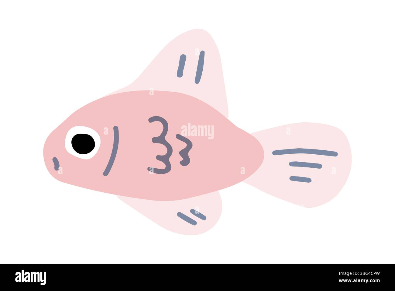 Illustrazione carino Pink Cartoon Fish Illustrazione Vettoriale