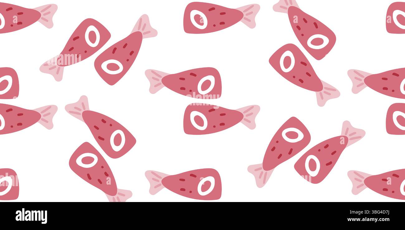 Motivo coda di pesce del cartone animato senza cuciture Illustrazione Vettoriale