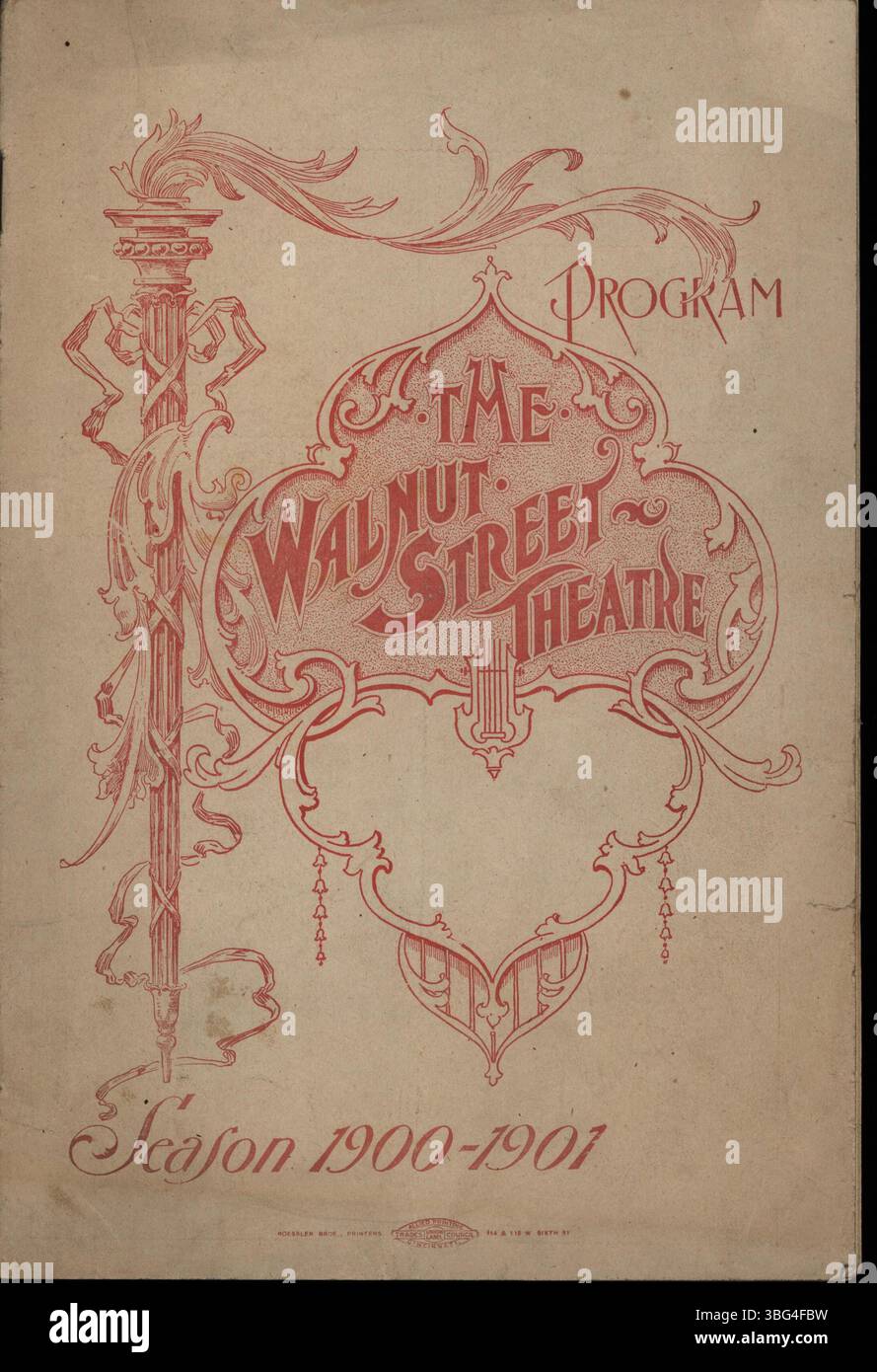 Un programma teatrale per la stagione 1900-1901 al Walnut Street Theatre di Cincinnati, parte di una collezione prestata da Joyce fascio. Foto Stock