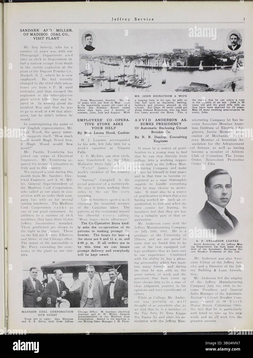 La newsletter "Jeffrey Service" dal 1914 al 1916 ha fornito gli aggiornamenti dell'azienda, le caratteristiche delle attrezzature per l'estrazione mineraria, la copertura di eventi sociali e i punti salienti dei dipendenti. Ha anche fornito informazioni sulla prima guerra mondiale, con rapporti sugli arruolamenti dei dipendenti e notizie sulla guerra. Foto Stock