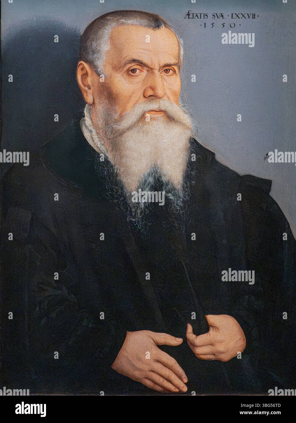 Lucas Cranach il giovane, Ritratto di Lucas Cranach il Vecchio all'età di 77, 1550 anni, olio su tavola. Galleria degli Uffizi, Firenze, Italia ((in precedenza BE Foto Stock
