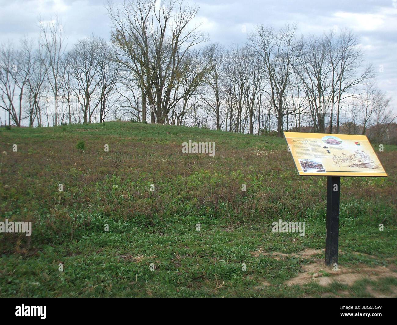 Prairie Oaks Mound FR78 è un tumulo sepolcrale degli indiani americani situato lungo il Mound Trail nel Prairie Oaks Metro Park. Si trova tra Beach Road e Patterson Road, fuori Amity Road. Foto Stock