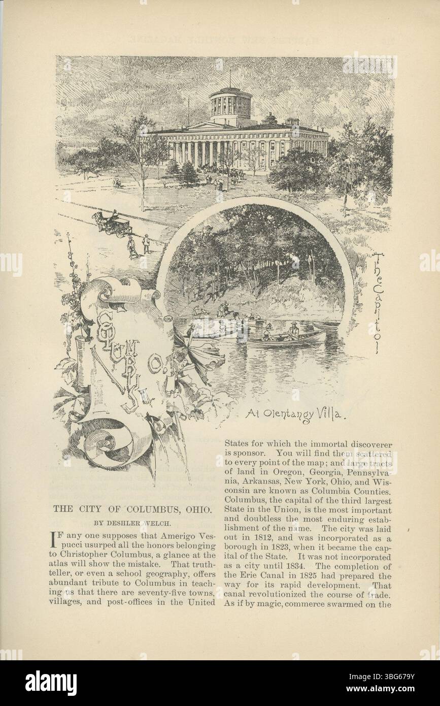 Questo articolo del 1888, scritto da Deshler Welch, parla della città di Columbus, Ohio, ed è stato originariamente pubblicato su *Harper's New Monthly Magazine*, volume 76, numero 455, offrendo uno sguardo approfondito alla storia e allo sviluppo della città. Foto Stock