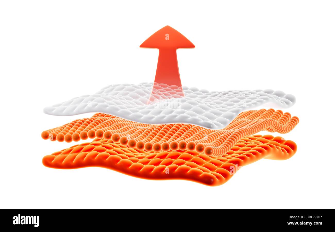 Sfondo comodo e morbido del materasso, sfondo traspirante e caldo del materasso, rendering 3d. illustrazione 3d. Foto Stock