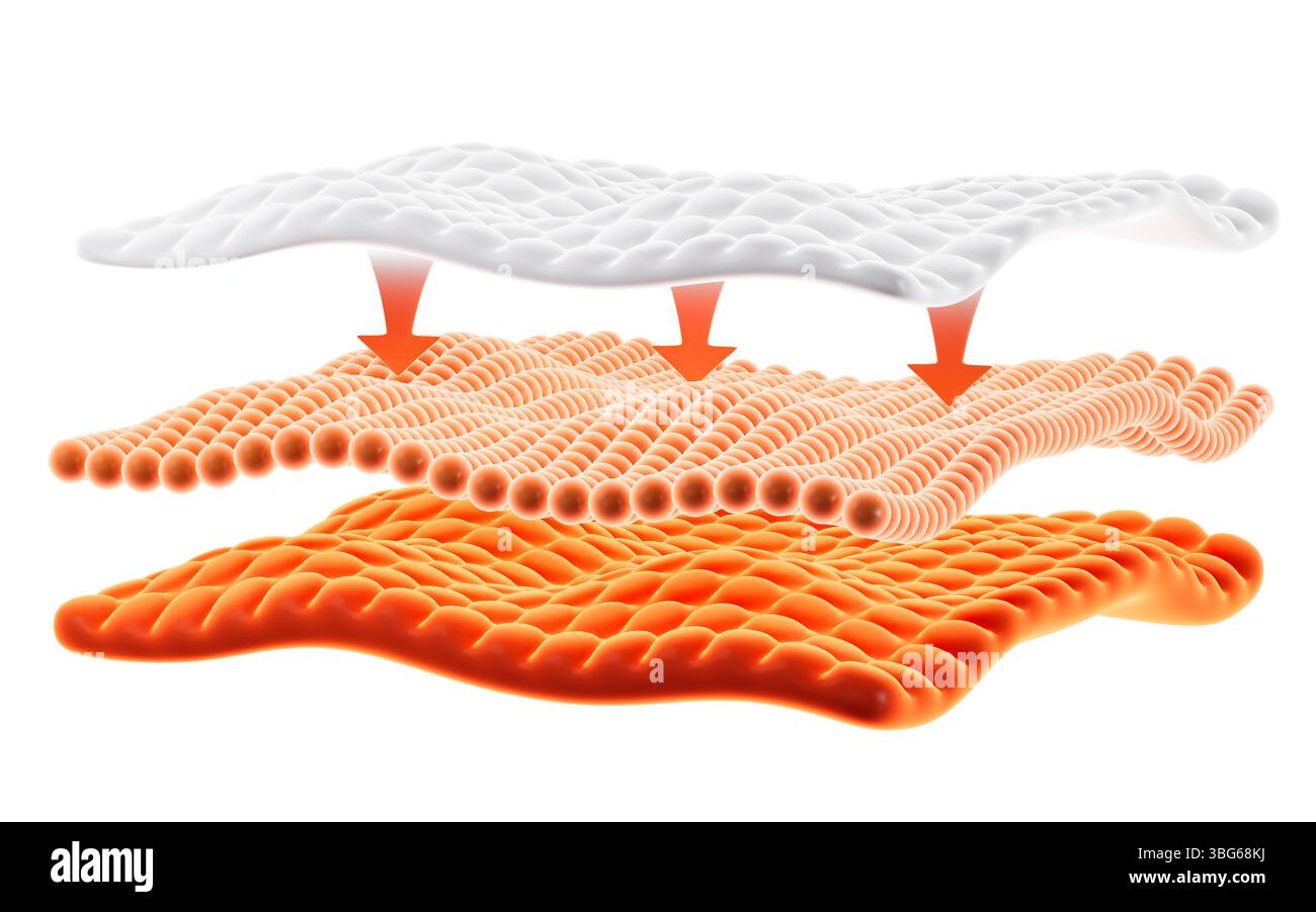 Sfondo comodo e morbido del materasso, sfondo traspirante e caldo del materasso, rendering 3d. illustrazione 3d. Foto Stock