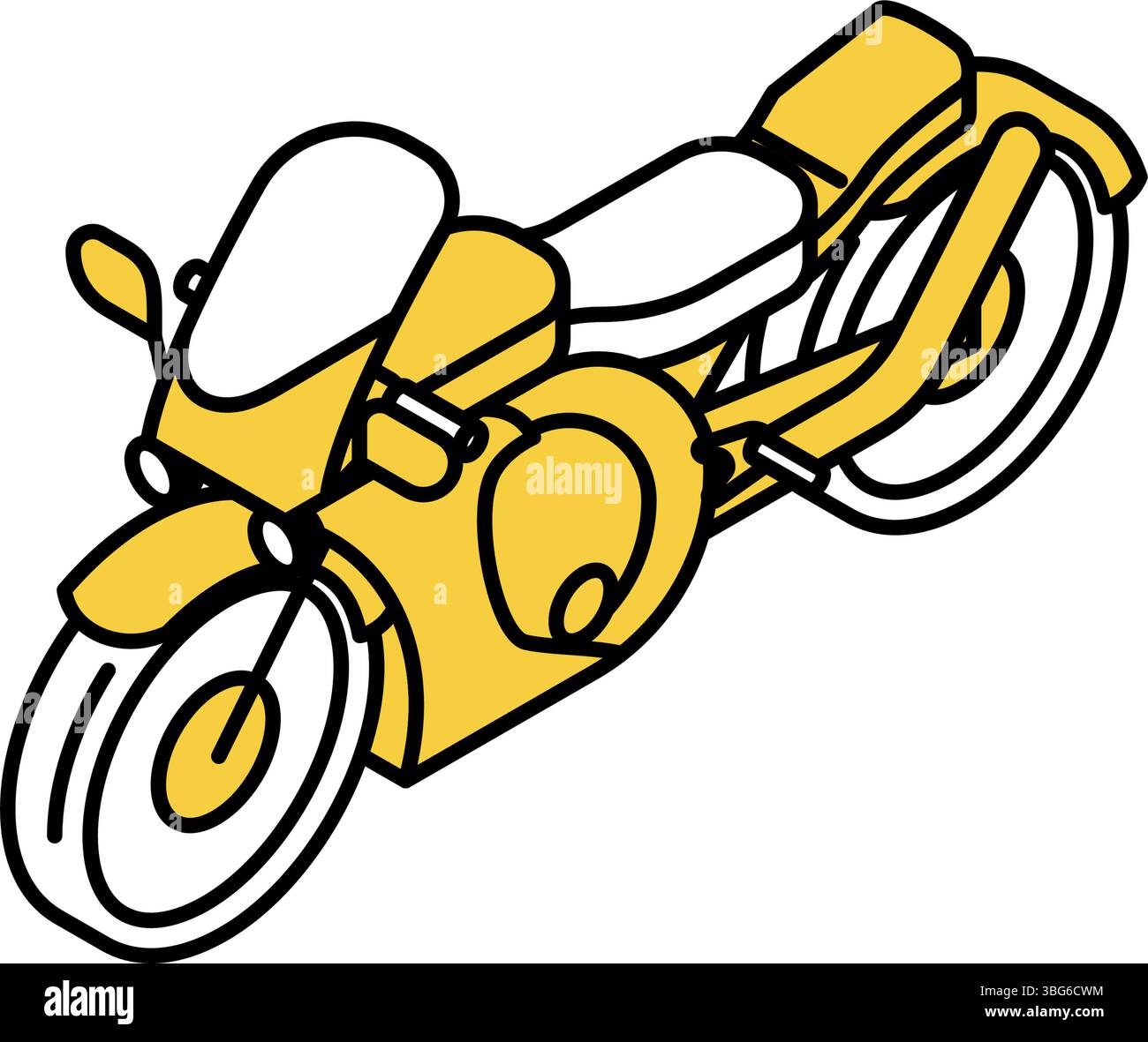 Icona del veicolo, semplice e simpatica icona di disegno isometrico di un veicolo a due ruote (moto sportiva), illustrazione vettoriale Illustrazione Vettoriale