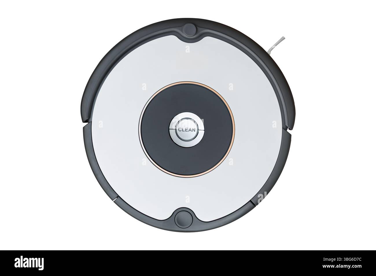 aspirapolvere robot, aspirapolvere robotizzato automatico per la casa isolato su sfondo bianco Foto Stock