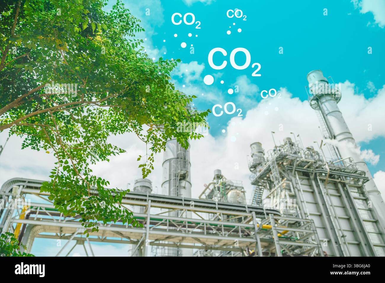 Sviluppo sostenibile dell'industria, Green Business Industries Using Renewable Energy, concetto di ambiente a basso consumo di CO2. Foto Stock