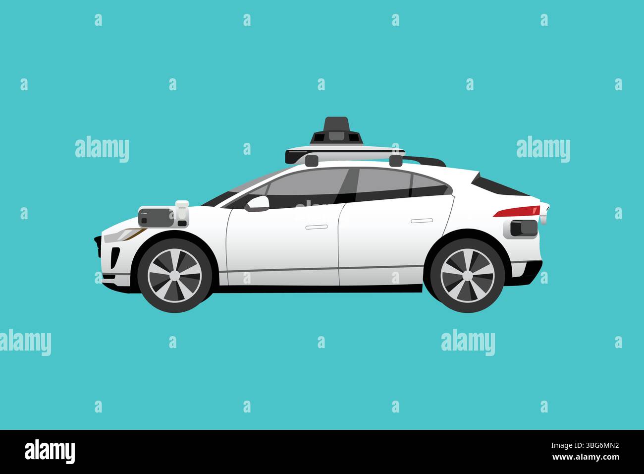 Auto a guida autonoma. Auto senza guida controllata intelligente. Illustrazione vettoriale Illustrazione Vettoriale