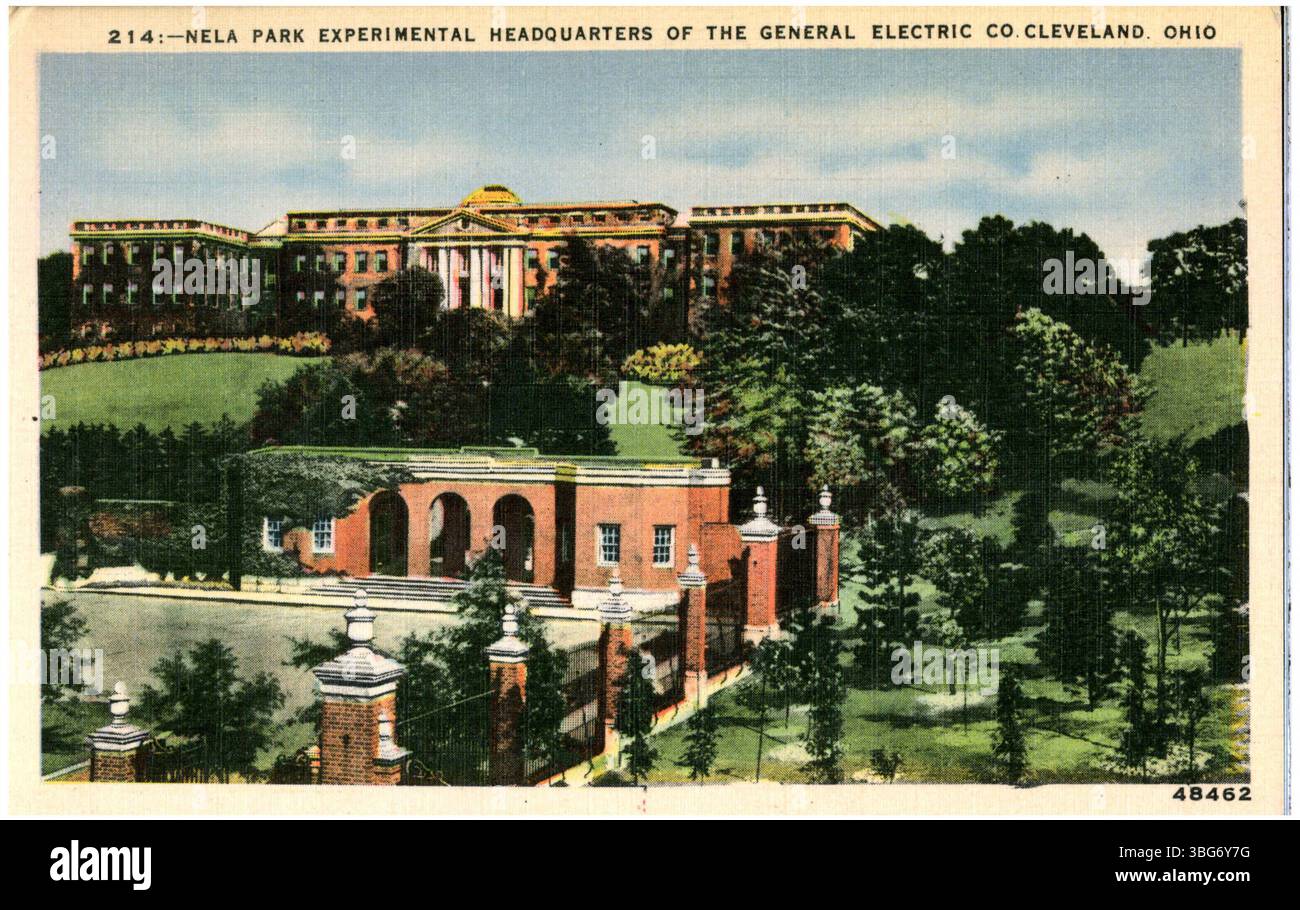 Nela Park, situata a Cleveland, Ohio, è la sede sperimentale della General Electric Co.. Questo sito di 75 acri è noto per la sua bellezza e i suoi contributi di ricerca scientifica. Attrae 10.000 visitatori ogni anno per mostre e dimostrazioni. Foto Stock