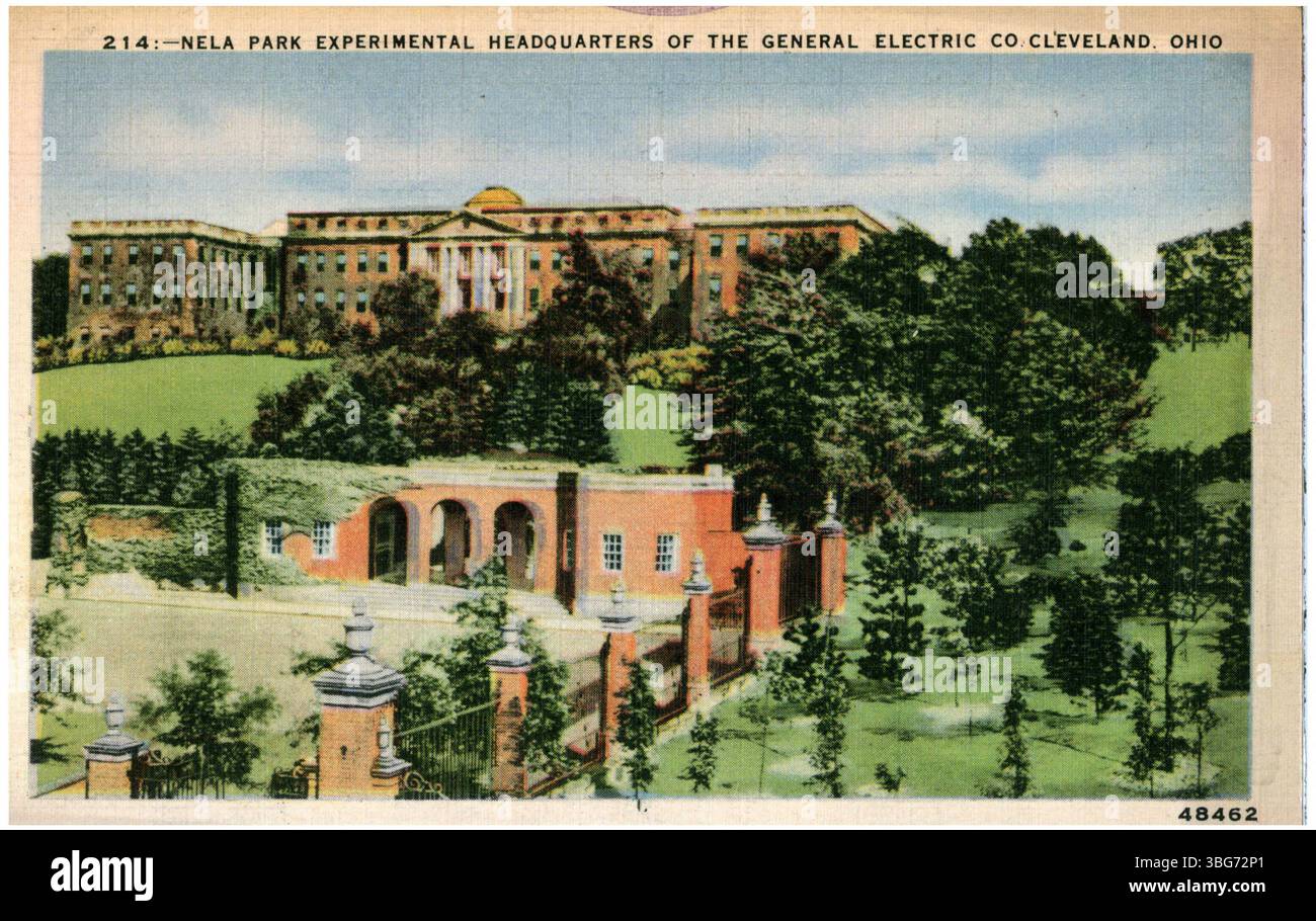 Nela Park, la sede centrale di 75 acri della General Electric, è un centro per la ricerca industriale e l'innovazione tecnologica. Il parco è rinomato per la sua bellezza e offre ampie mostre pubbliche e dimostrazioni che ne attraggono migliaia ogni anno, mostrando progressi nella scienza e nell'industria moderna. Foto Stock