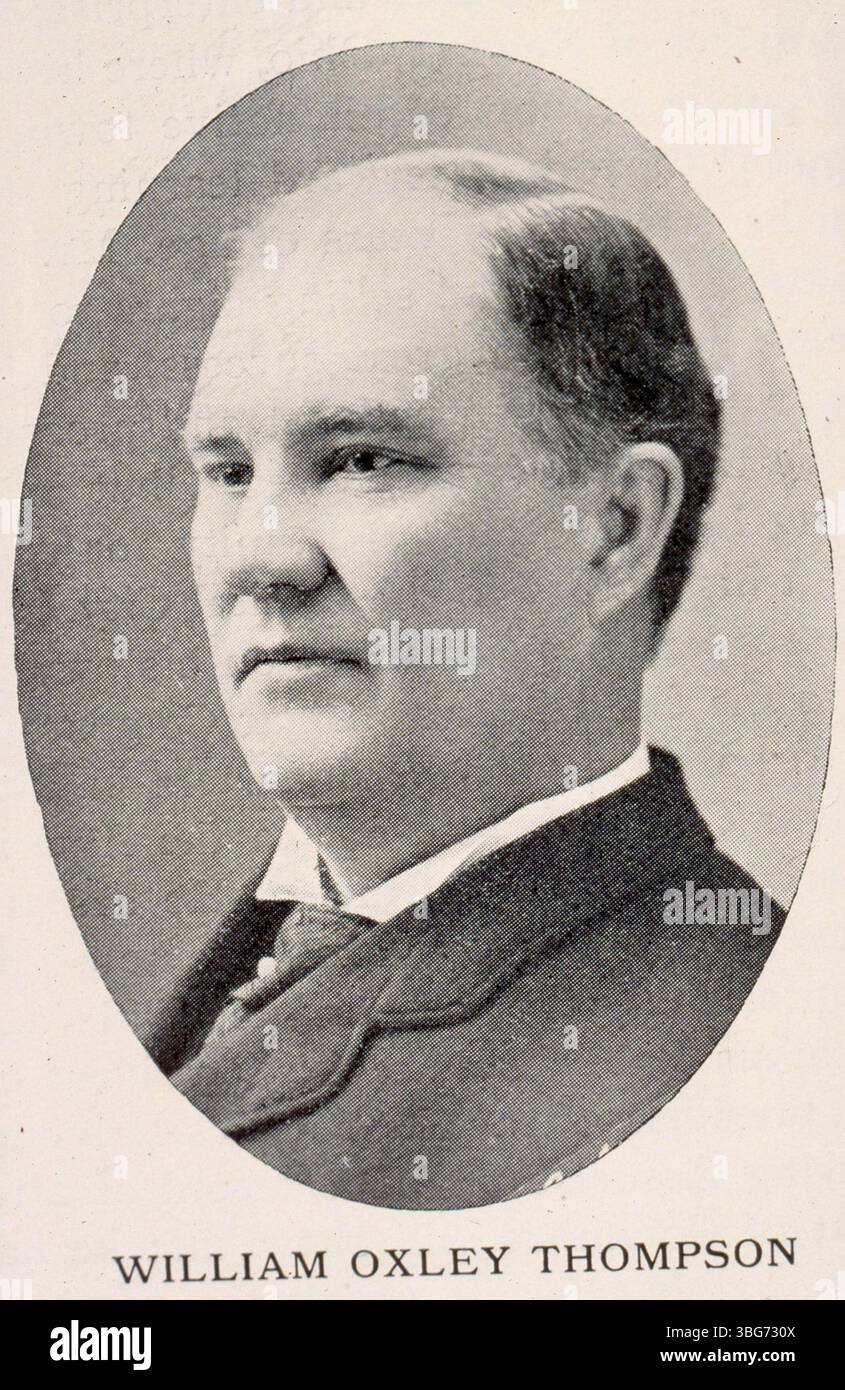 William Oxley Thompson (1855-1933), educatore e ministro presbiteriano, fu presidente della Miami University e dell'Ohio State University. La sua eredità include la biblioteca principale dell'Ohio State University, chiamata in suo onore per il suo ruolo nel plasmare lo sviluppo dell'università. Foto Stock William Oxley Thompson (1855-1933), educatore e ministro presbiteriano, fu presidente della Miami University e dell'Ohio State University. La sua eredità include la biblioteca principale dell'Ohio State University, chiamata in suo onore per il suo ruolo nel plasmare lo sviluppo dell'università. Foto Stock