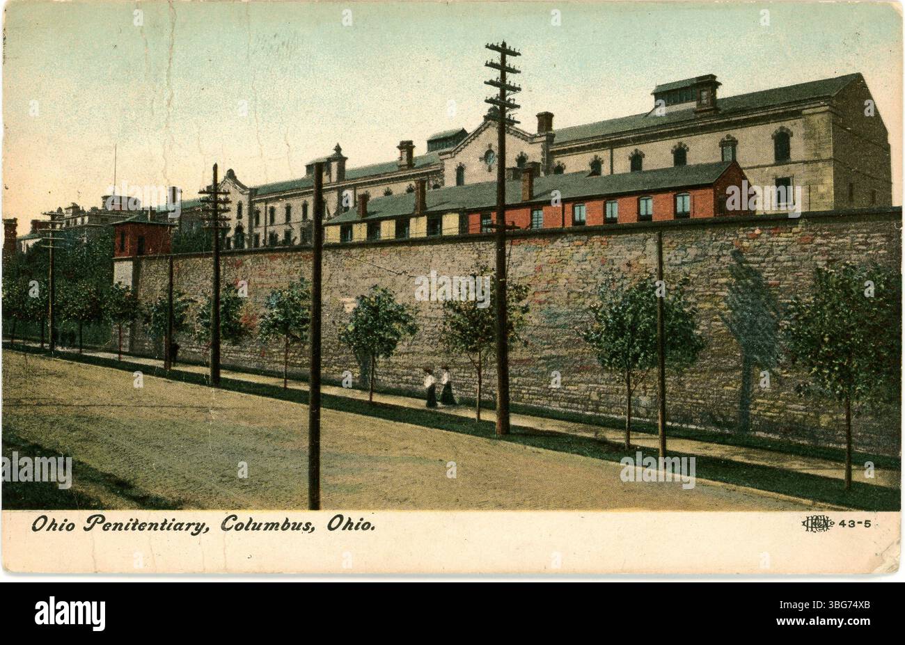 Questa cartolina a colori raffigura il Penitenziario dell'Ohio a Columbus, Ohio. Il penitenziario era un'importante struttura correttiva in Ohio, ospitando prigionieri dalla sua apertura nel 1834 fino alla sua chiusura nel 1984. Foto Stock