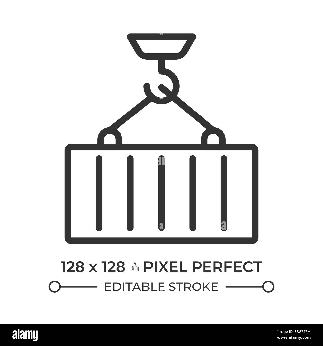 Icona della linea pixel Perfect di caricamento contenitore Illustrazione Vettoriale