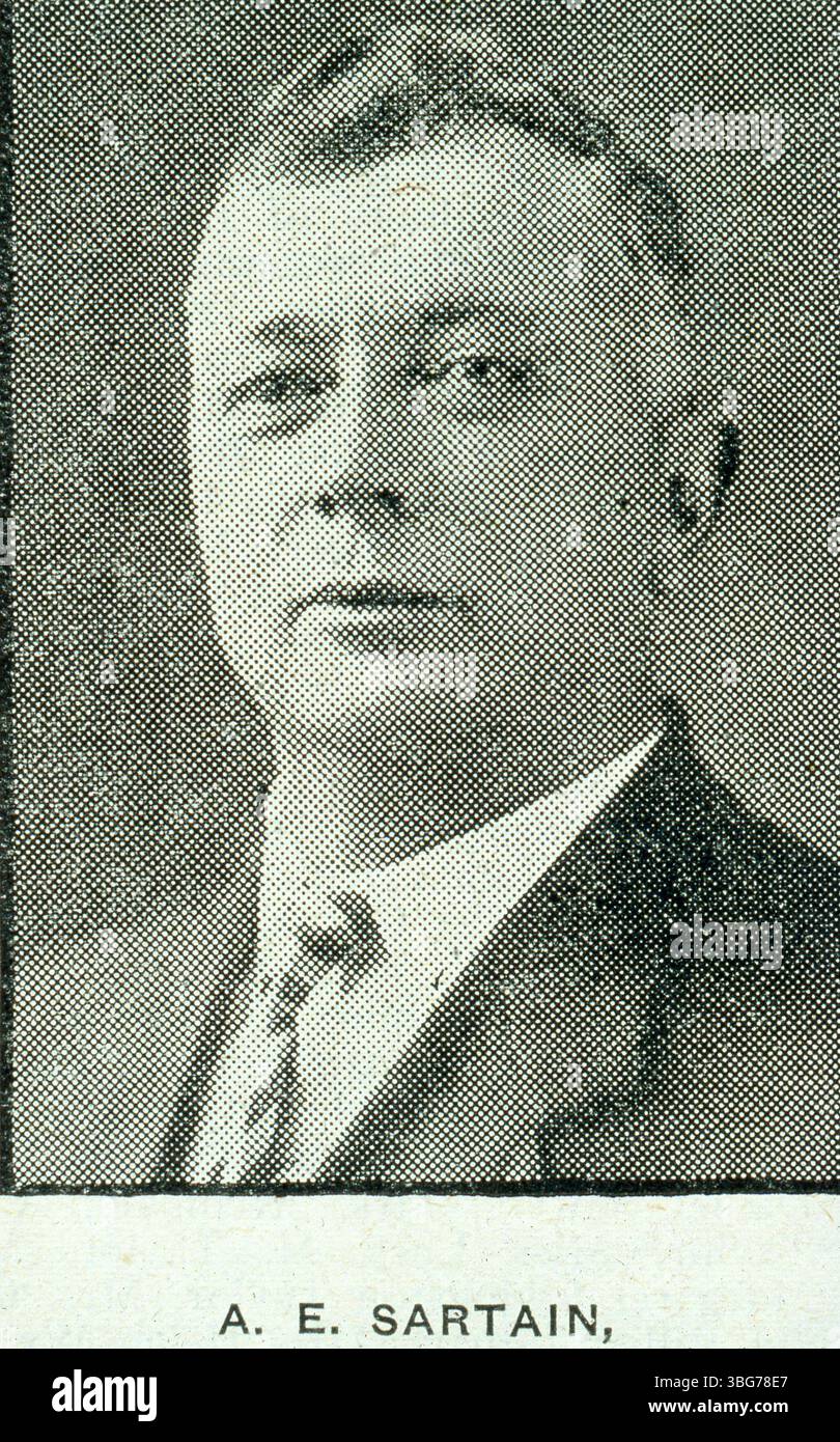 Albert Edward Sartain (1869–1942) co-fondò la Blumer & Sartain Packing Company, un'azienda di carne all'ingrosso a Columbus, Ohio. Prestò servizio come sceriffo della contea di Franklin dal 1909 al 1913 ed era sposato con Mary Bresnahan. Foto Stock