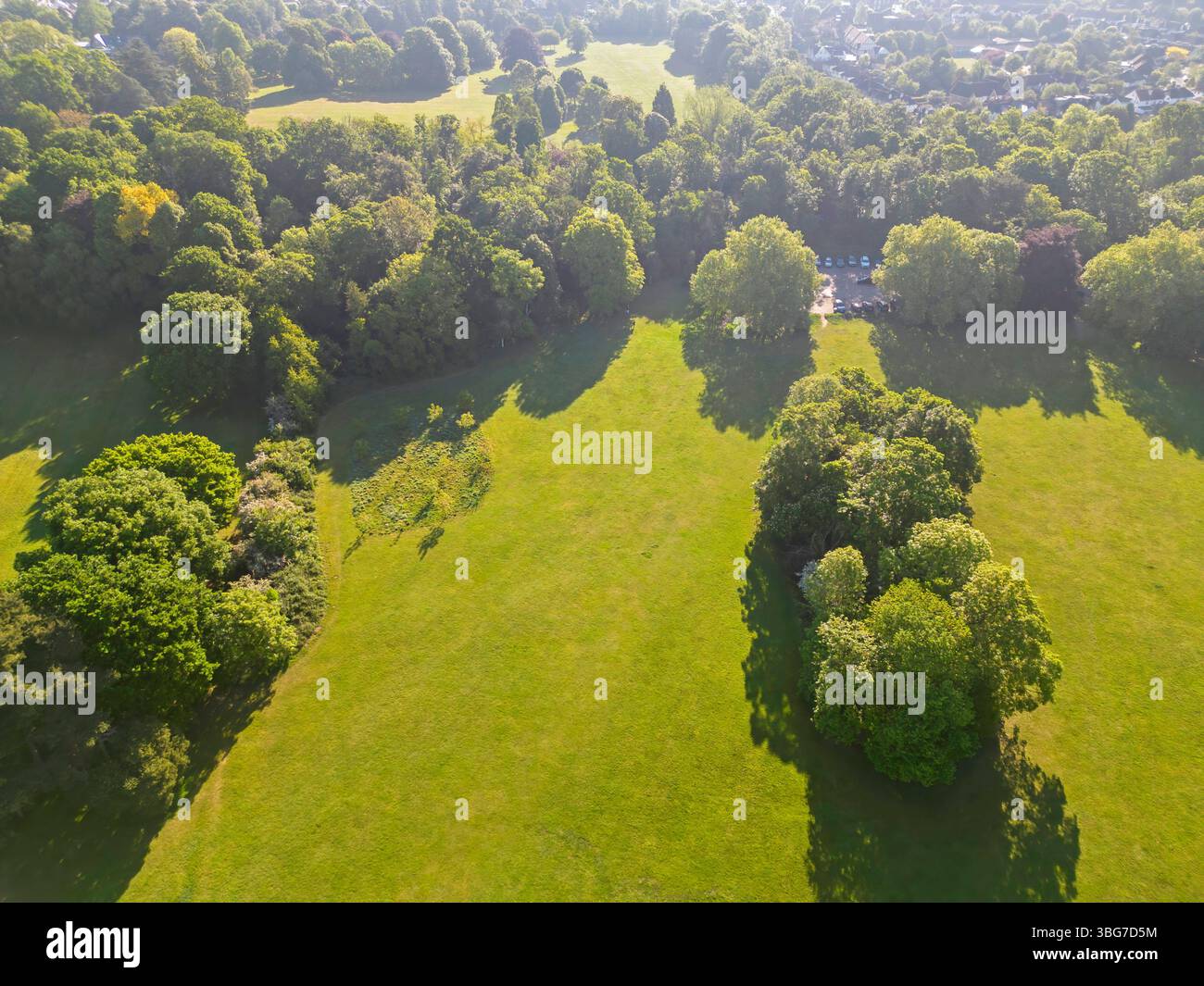 vista aerea del parco nonsuch, un grande spazio pubblico aperto nel surrey Foto Stock