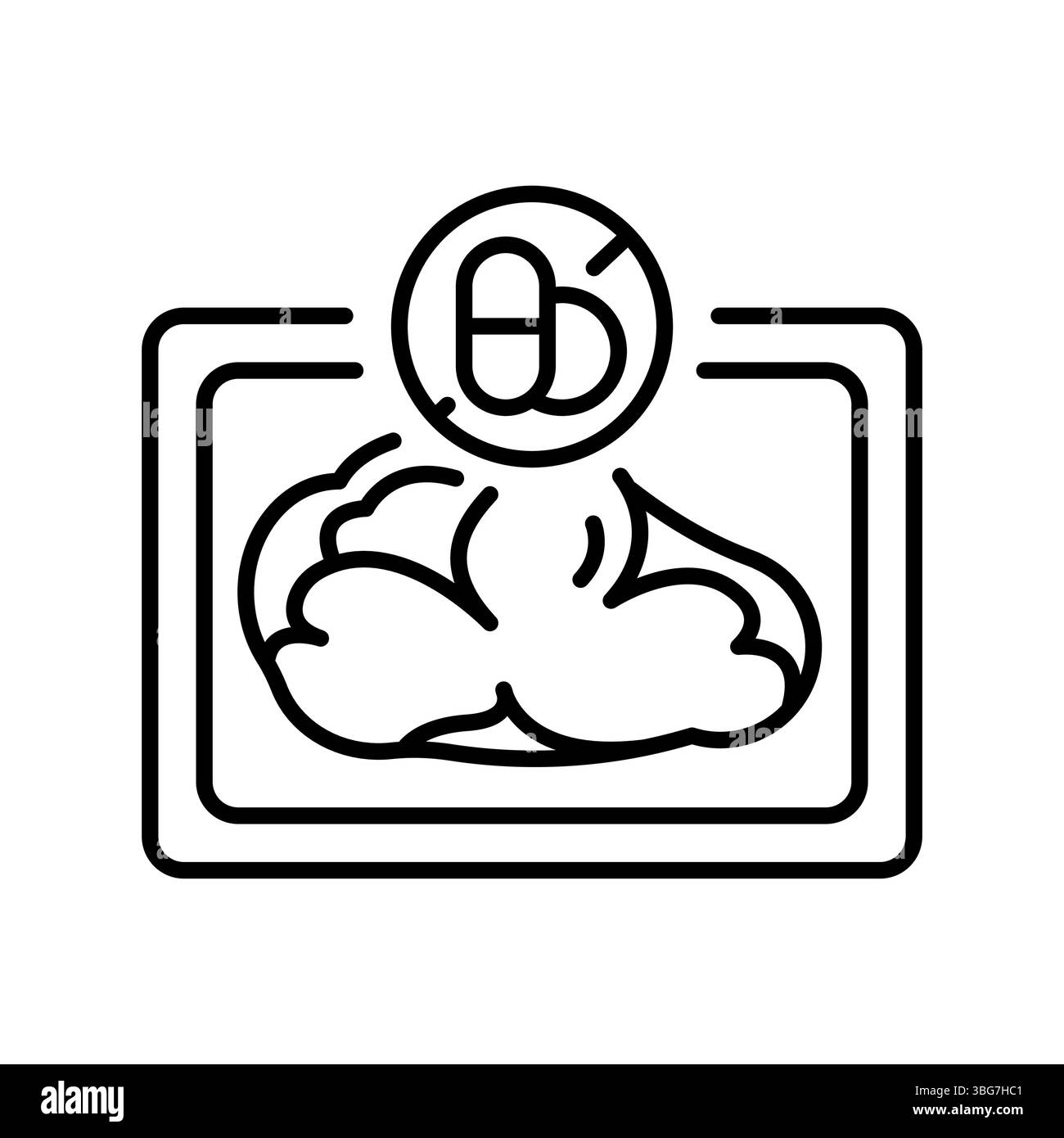 Icona della linea nera di carne senza antibiotici per progetti digitali e di stampa. Icone di pulizia minime per applicazioni e siti Web. Icone semplici e moderne per UI UX e bra Illustrazione Vettoriale