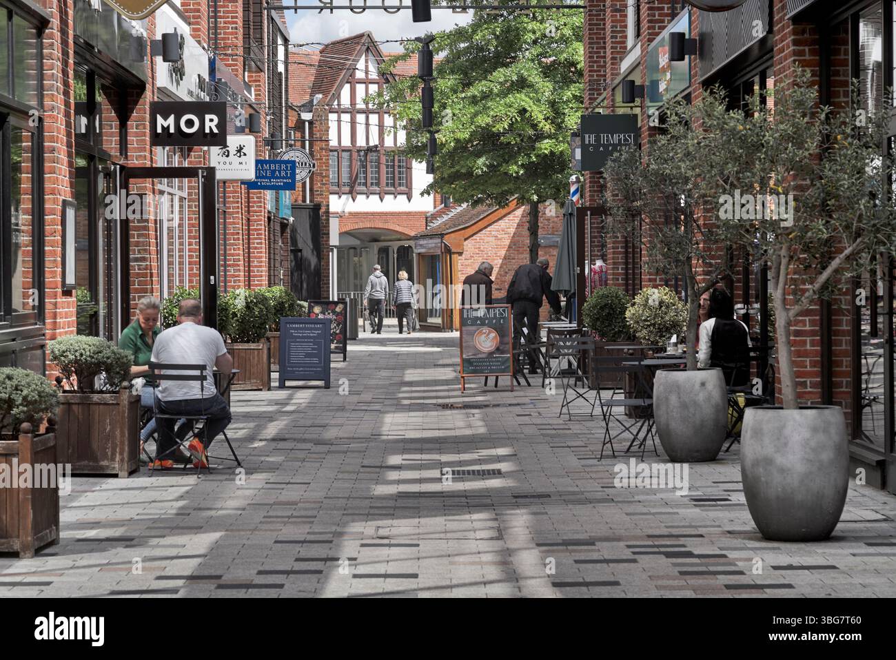 Quartiere dello shopping di Bell Court, Stratford Upon Avon, Inghilterra, Regno Unito Foto Stock