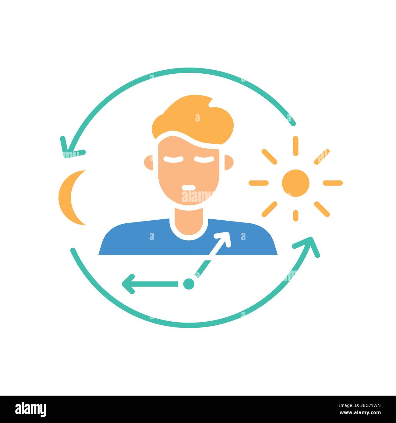 Icona piatta di colore ritmo circadiano per progetti digitali e di stampa. Icone di pulizia minime per applicazioni e siti Web. Icone semplici e moderne per UI UX e brandin Illustrazione Vettoriale