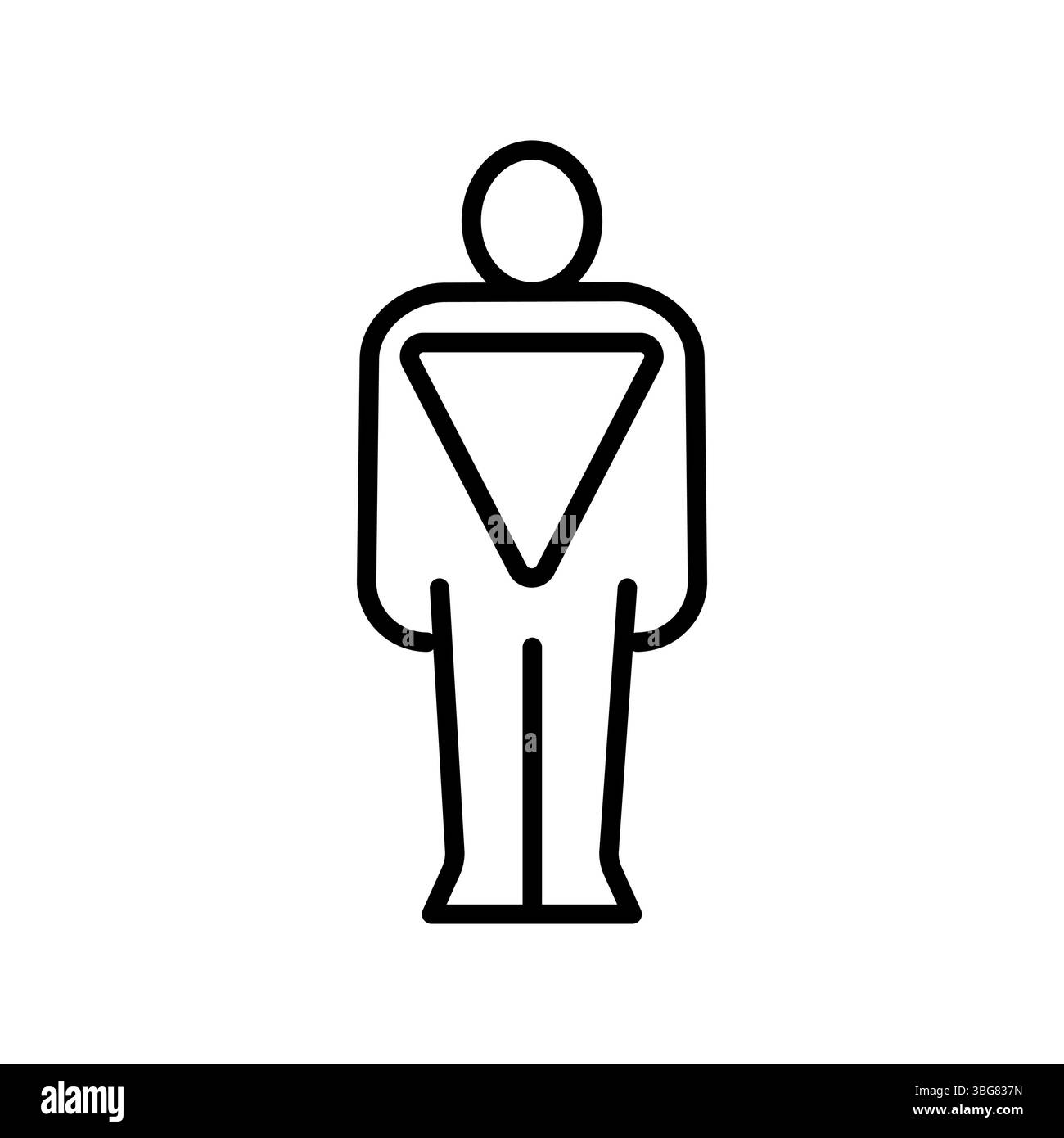icona di linea nera del tipo corpo maschio a triangolo invertito per progetti digitali e di stampa. Icone di pulizia minime per applicazioni e siti Web. Icone semplici e moderne per l'interfaccia utente Illustrazione Vettoriale
