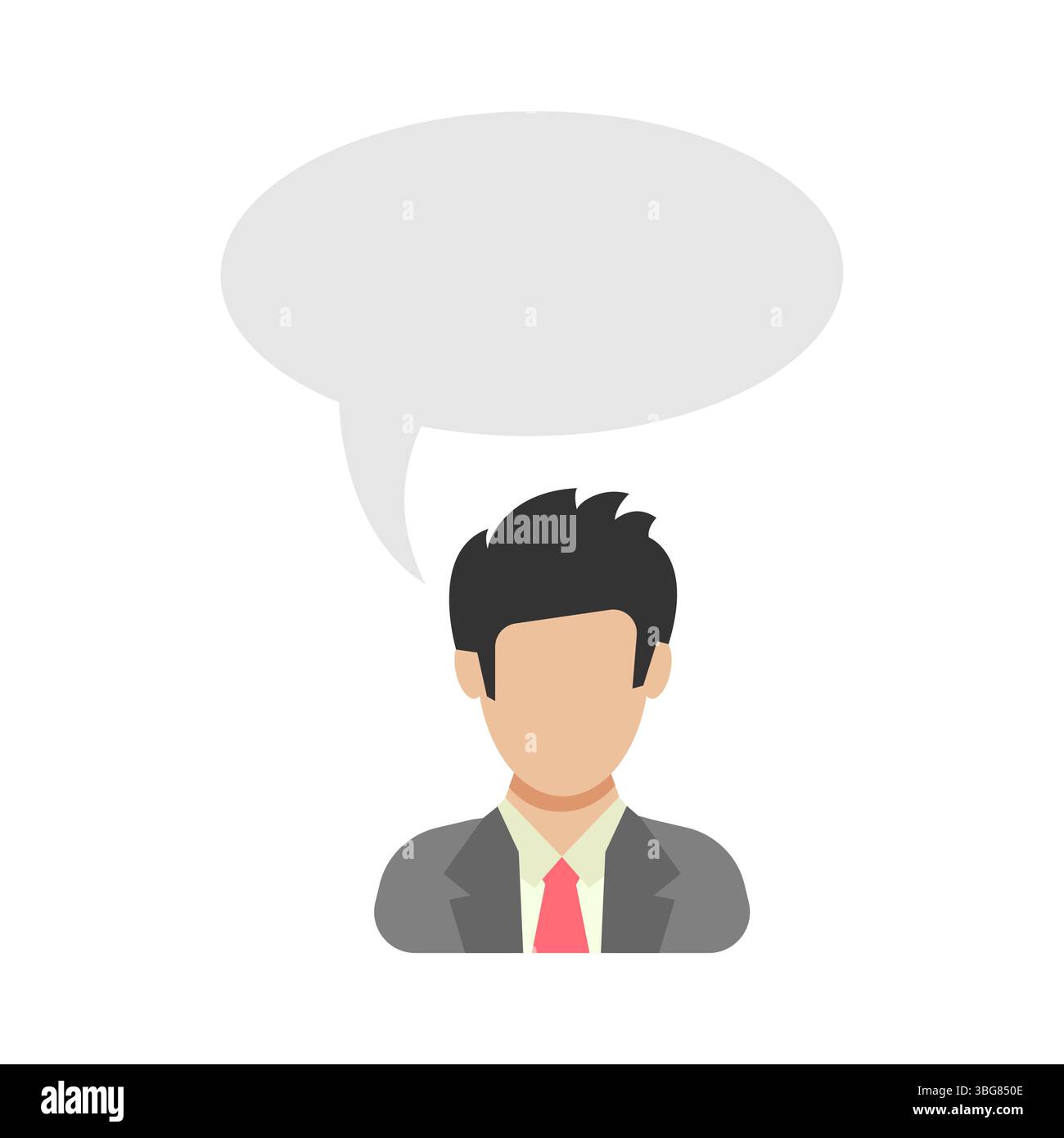 Monologo. L'uomo d'affari dice. Uomo in costume da lavoro con bolla di discorso. Icona delle persone in stile piatto. Illustrazione vettoriale Illustrazione Vettoriale