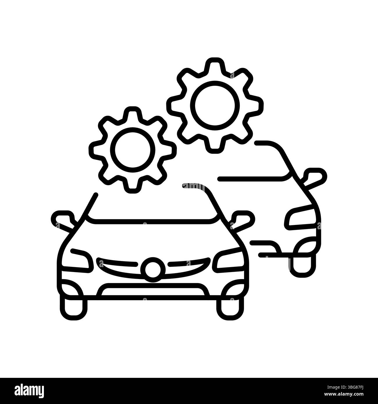 Icona della linea nera di gestione del parco veicoli per progetti digitali e di stampa. Icone di pulizia minime per applicazioni e siti Web. Icone semplici e moderne per UI UX e brandin Illustrazione Vettoriale