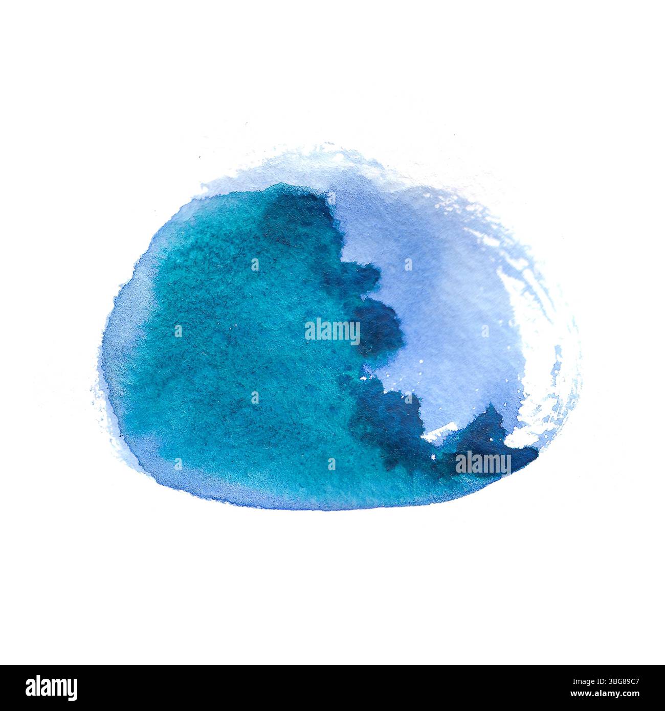 Acquerello blu dinamico con pigmento lucido e pennellata moderna, perfetto per design ispirato all'oceano, arte audace o grafica minimalista Foto Stock