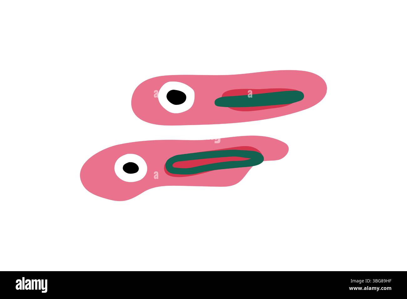 Frittura di pesce di cartoni animati rosa astratta Illustrazione Vettoriale