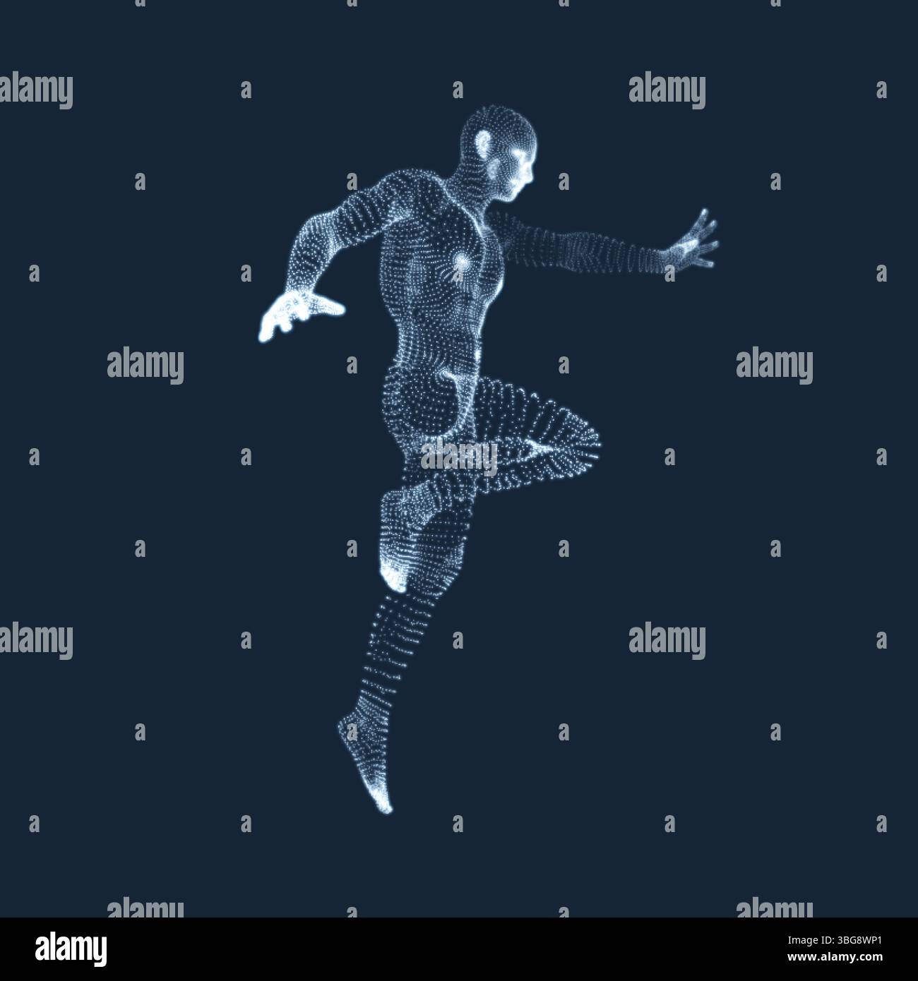 Modello 3D dell'uomo. Il corpo umano. Elemento di design. Illustrazione Vettoriale. Illustrazione Vettoriale