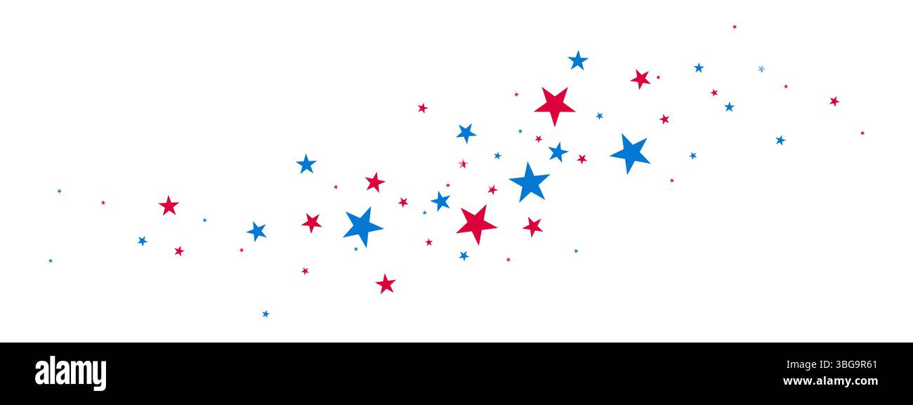 Confine del 4 luglio, confine USA con stelle blu e rosse su sfondo isolato, bandiera degli Stati Uniti per il 4 luglio, Festa del lavoro, Veterans da Illustrazione Vettoriale