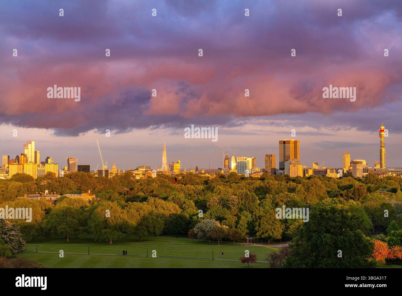 Vista di Londra da Primrose Hill. Foto Stock