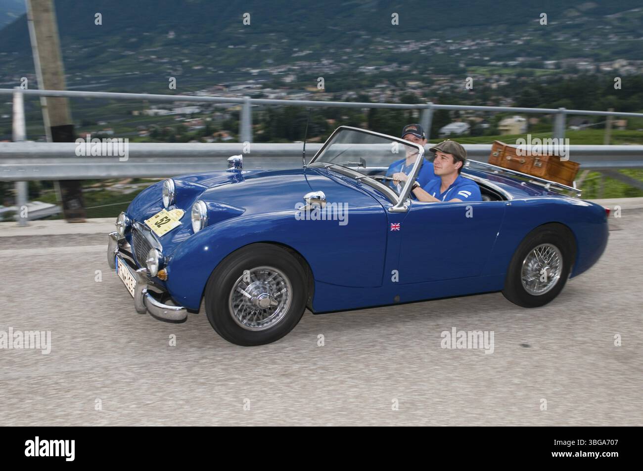 Rally di auto d'epoca Suedtirol-Classic a scena / alto Adige 2014, Austin HEALEY Sprite MK 1 (costruito nel 1959) sulla Labersstrasse in salita allo svincolo Foto Stock