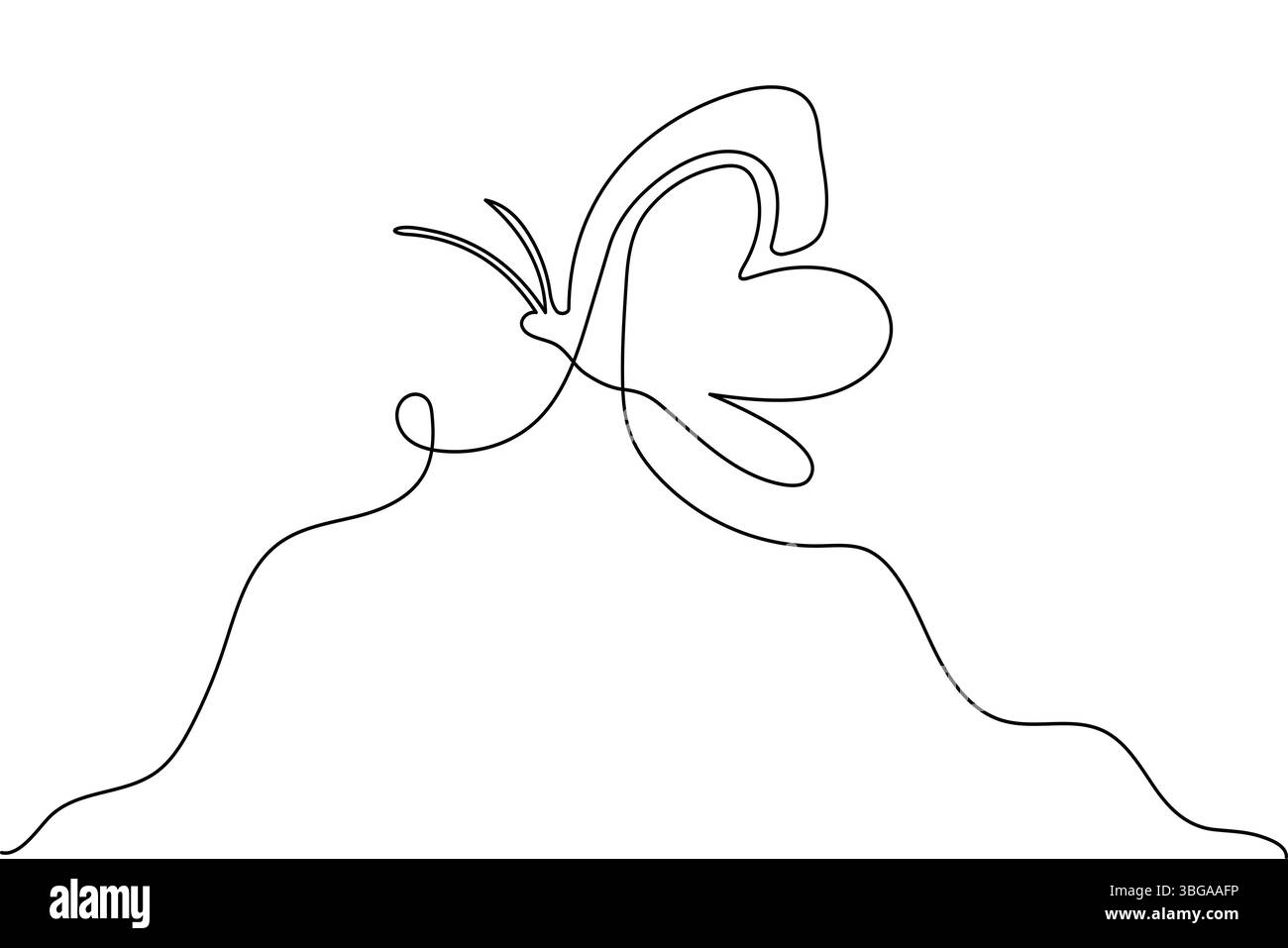 Illustrazione a farfalla a linea singola design minimalista del vettore del contorno Illustrazione Vettoriale