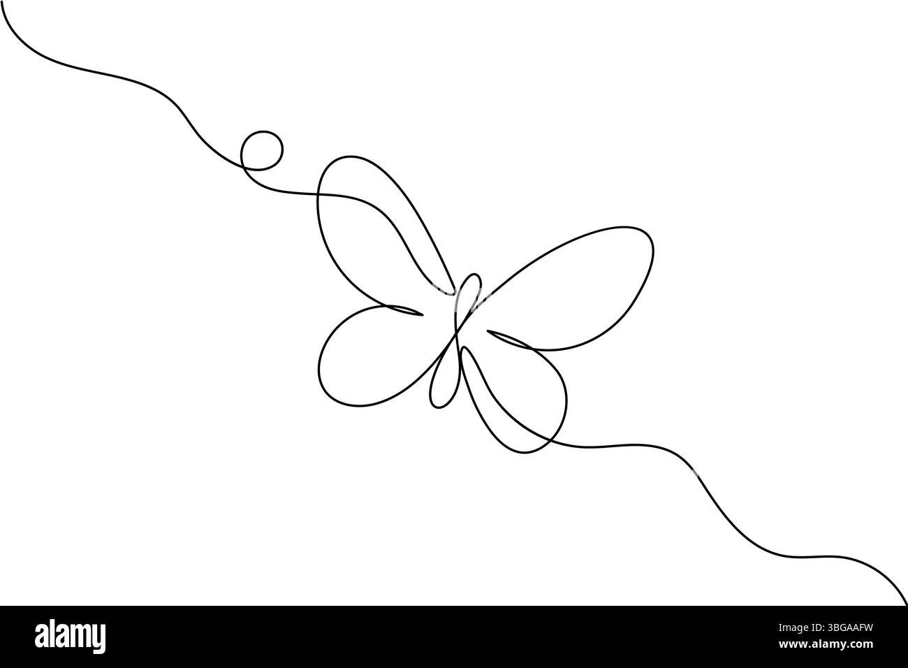 Illustrazione a farfalla a linea singola design minimalista del vettore del contorno Illustrazione Vettoriale