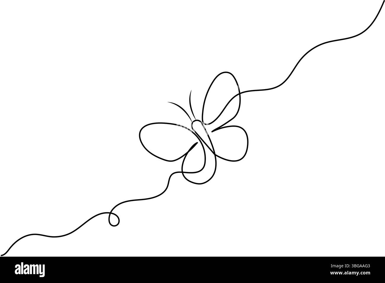 Illustrazione a farfalla a linea singola design minimalista del vettore del contorno Illustrazione Vettoriale