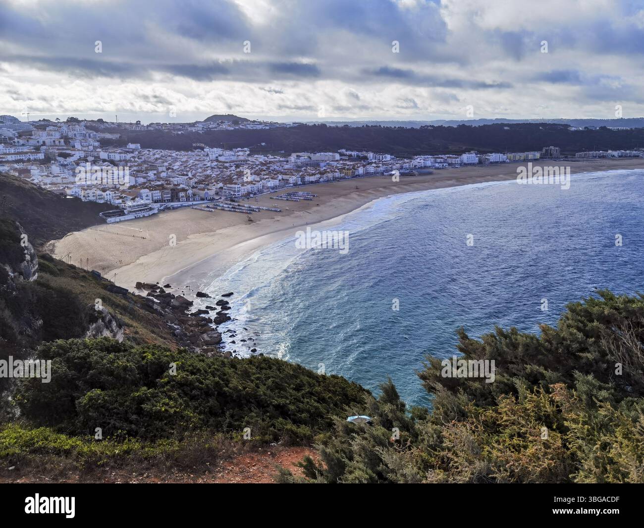 Fortezza Sao Miguel Arcanjo Nazare vista della città dalla roccia Foto Stock