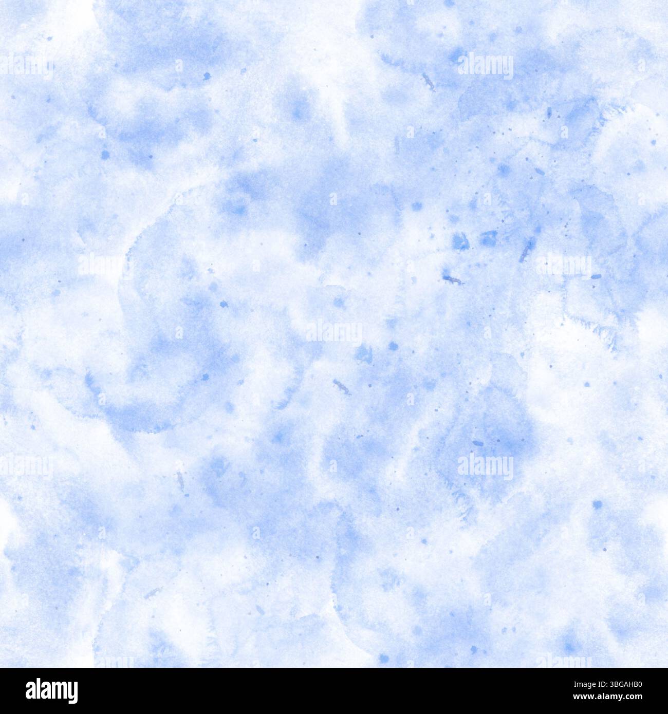 Motivo acquerello astratto senza cuciture con texture blu morbide e pennellate fluide. Sfondo dipinto a mano per decorazioni per vivai, marchio spa Foto Stock